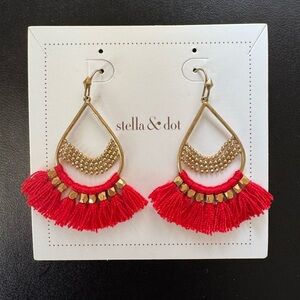 Stella & Dot Red Roman Chandelier Earrings